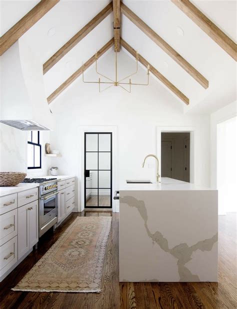 vaulted ceiling with faux beams